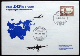 First SAS DC-8  Flight   Copenhagen /  Narssarssuaq  6-4-1982 ( Lot 225 ) - Briefe U. Dokumente