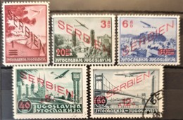 SERBIA UNDER GERMAN OCCUPATION 1941 - MNH/canceled - Mi 26-30 - Complete Set! - Occupazione 1938 – 45