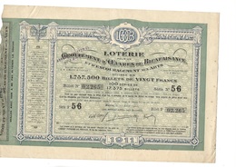 LOTERIE GROUPEMENT D'OEUVRE DE BIENFAISANCE ET D'ENCOURAGEMENT AUX ARTS -ANNEE 1911 - Cinéma & Théatre