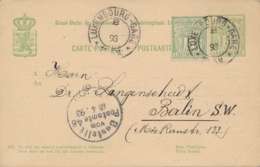Luxembourg - 1893 - 5c Postkarte + 5 Cent From Luxembourg-Gare To Berlin / Deutschland - Enteros Postales
