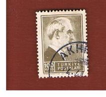 TURCHIA (TURKEY)  -  SG 1308   - 1942  PRESIDENT INONU 100  - USED - Oblitérés