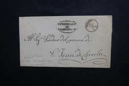 ITALIE - Lettre Avec Cachet Des Carabiniers Royaux De Torino - 1859 Pour St-Jean-de-Chevelu ( Savoie ) - L 51244 - Non Classés