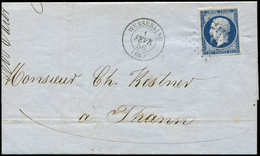 Let EMPIRE NON DENTELE - 14Aa 20c. Bleu Foncé, T I, Obl. PC 3691 S. LSC, Càd T15 WESSELING 1/2/56, Sup. - 1853-1860 Napoleon III