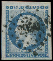 EMPIRE NON DENTELE - 15   25c. Bleu, Belles Marges, Obl. PC, TTB - 1853-1860 Napoleon III