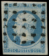 EMPIRE NON DENTELE - 15   25c. Bleu, Oblitéré GROS POINTS, TB - 1853-1860 Napoleon III