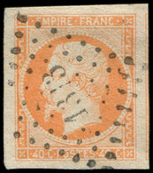 EMPIRE NON DENTELE - 16   40c. Orange, Grandes Marges, Filet De Voisin à Droite, Obl. PC 1313, Superbe - 1853-1860 Napoléon III.