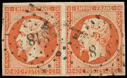 EMPIRE NON DENTELE - 16   40c. Orange FONCE, Superbe Nuance, Obl. PC 818 De LA CHATRE, TTB - 1853-1860 Napoleon III