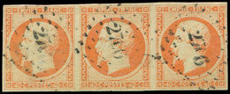 EMPIRE NON DENTELE - 16   40c. Orange, BANDE De 3 Obl. PC 2706 De LA ROCHELLE, TB - 1853-1860 Napoleon III