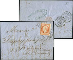 Let EMPIRE NON DENTELE - 16   40c. Orange, Obl. ROULETTE D'ETOILES S. LAC, Càd 12 PARIS 12 (60) 19/12/55, Arr. ST BRIEUC - 1853-1860 Napoléon III.