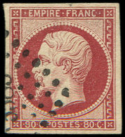 EMPIRE NON DENTELE - 17A  80c. Carmin, Obl. PC, TTB - 1853-1860 Napoléon III.