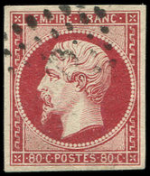 EMPIRE NON DENTELE - 17A  80c. Carmin, Obl. PC, Effigie Dégagée, TB/TTB - 1853-1860 Napoleon III