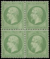 * EMPIRE DENTELE - 20    5c. Vert, BLOC De 4 Bien Centré, 2 Ex. Inf. Trace De Ch., TB - 1862 Napoléon III