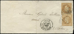 Let EMPIRE LAURE - 28A  10c. Bistre, T I (2 Nuances) Obl. GC 4116 S. LSC, Càd VAUGIRARD 30/11/69, TB - 1863-1870 Napoleon III With Laurels