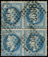 EMPIRE LAURE - 29A  20c. Bleu, BLOC De 4 Obl. GC 2598 De NANCY, TB - 1863-1870 Napoléon III Lauré