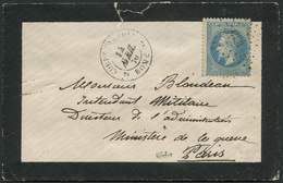 Let EMPIRE LAURE - 29B  20c. Bleu Obl. Los CER S. Env., Càd CORPS EXPEDre 2 ROME 2 14/4/70, TB - 1863-1870 Napoléon III Con Laureles