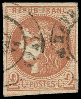 EMISSION DE BORDEAUX - 40B   2c. Brun-rouge, R II, Obl. Càd LE HAVRE, TB - 1870 Emission De Bordeaux