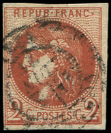 EMISSION DE BORDEAUX - 40Bf  2c. ROUGE-BRIQUE FONCE, R II, Obl. Càd, TB. C - 1870 Emission De Bordeaux