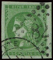 EMISSION DE BORDEAUX - 42Ba  5c. Vert-jaune Foncé, R II, Grandes Marges, Obl. GC Et Càd T17, TTB/Superbe - 1870 Bordeaux Printing