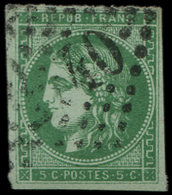 EMISSION DE BORDEAUX - 42Bb  5c. Vert EMERAUDE FONCE, Obl. GC, TB - 1870 Emission De Bordeaux