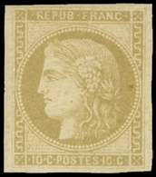 * EMISSION DE BORDEAUX - 43Ab 10c. Bistre-VERDATRE, R I, Frais Et TB - 1870 Bordeaux Printing