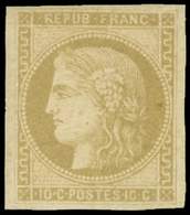 * EMISSION DE BORDEAUX - 43Ab 10c. Bistre-VERDATRE, R I, Frais Et TB - 1870 Uitgave Van Bordeaux