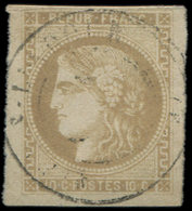 EMISSION DE BORDEAUX - 43Ab 10c. Bistre VERDATRE, R I, Obl. Càd, Superbe - 1870 Emisión De Bordeaux