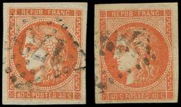 EMISSION DE BORDEAUX - 48   40c. Orange, 2 Unités Choisies Oblitérées GC, TB/TTB - 1870 Emisión De Bordeaux