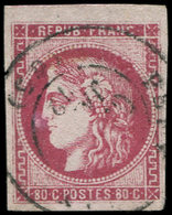 EMISSION DE BORDEAUX - 49   80c. Rose, Très Belles Marges, Obl. Càd T17, TTB - 1870 Ausgabe Bordeaux