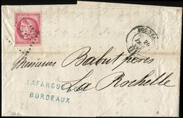 Let EMISSION DE BORDEAUX - 49   80c. Rose, Obl. GC 532 S. LAC, Càd T17 BORDEAUX 20/2/71, Frappes Moyennes, Sinon TB - 1870 Bordeaux Printing