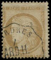 CERES DENTELE - 55   15c. Bistre, Obl. Conv. St., TB - 1871-1875 Cérès