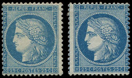 * CERES DENTELE - 60A Et 60Aa, 25c. Bleu Et Bleu Foncé, T I, TB - 1871-1875 Ceres