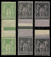 * TYPE SAGE - 89f, 103b, 106a, Les 3 Paires T I Et II Se Tenant, TB - 1876-1878 Sage (Typ I)