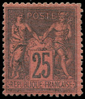 * TYPE SAGE - 91   25c. Noir Sur Rouge, Frais Et TB. J - 1876-1878 Sage (Type I)