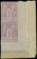 * TYPE SAGE - 95    5f. Violet Pâle, PAIRE Cdf, Qqs Adh. Mais Néanmoins Plaisante Car Très Bien Centrée, TB - 1876-1878 Sage (Type I)