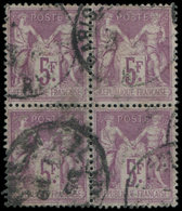 TYPE SAGE - 95    5f. Violet Sur Lilas, BLOC De 4 Obl., TB - 1876-1878 Sage (Type I)