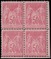 ** TYPE SAGE - 98   50c. Rose, BLOC De 4, Inf. Ch. Sur Paire Sup., TB - 1876-1878 Sage (Typ I)