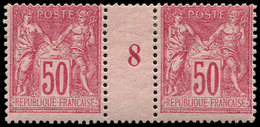 * TYPE SAGE - 98   50c. Rose, PAIRE Mill.8, Un Timbre **, TB - 1876-1878 Sage (Typ I)