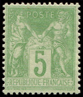 ** TYPE SAGE - 102   5c. Vert Jaune T I, TB - 1876-1878 Sage (Typ I)