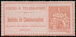 (*) TELEPHONE - Téléphone 18 : 50c. Rouge Sur Rose, TB - Télégraphes Et Téléphones