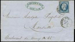 Let COMTE DE NICE - Oblitérations Sur Timbres Français N°14A Obl. Càd Sarde NIZZA MARa 17/9/60 Répété à Côté S. LAC, Arr - 1849-1876: Classic Period