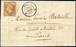 Let LETTRES DE PARIS - N°13B 10c., T II, P.d. En Angle, Obl. CERCLE De POINTS S. LAC Locale, Càd * PARIS * 10/2/62, Frap - 1849-1876: Période Classique