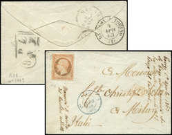 Let LETTRES DE PARIS - N°23 Obl. Roulette De Petits Points 3420 S. Env., Càd T1351 1er PARIS 3 2/4/63 En BLEU, Ind. 26,  - 1849-1876: Classic Period