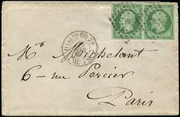 Let LETTRES DE PARIS - N°12 PAIRE Obl. Los. N Bâton S. Env., Càd T1520 13/2/60, TB - 1849-1876: Classic Period