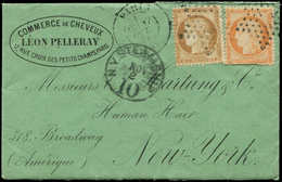 Let DESTINATIONS - N°36 Et 38 Déf. Obl. Etoile S. LAC 17/10/71, Arr. NY 2/11 Avec Taxe US 10c., B/TB - 1849-1876: Classic Period