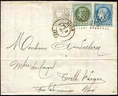 Let AFFRANCHISSEMENTS DE SEPTEMBRE 1871 - N°41B, 25 Et 37 Obl. GC 2046 Et Càd T17 LILLE 8/9/71 S. LAC, TRICOLORE De 3 Em - 1849-1876: Classic Period