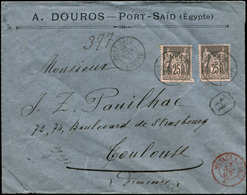 Let BUREAUX FRANCAIS A L'ETRANGER - N°97 (2) Obl. Càd PORT SAID 26/11/97 S. Env. Rec. Pour La France, TB - 1849-1876: Classic Period