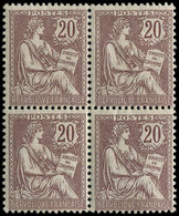 ** EMISSIONS DU XXème SIECLE - 126   Mouchon Retouché, 20c. Brun-lilas, BLOC De 4, La Paire Sup. Est *, TB - Unused Stamps