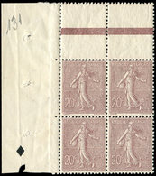 ** EMISSIONS DU XXème SIECLE - 131   Semeuse Lignée, 20c. Brun Lilas, BLOC De 4 Cdf, Bon Centrage, TB - Unused Stamps