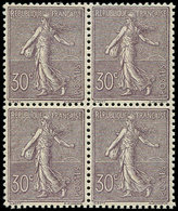 ** EMISSIONS DU XXème SIECLE - 133   Semeuse Lignée, 30c. Lilas, BLOC De 4, Excellent Centrage, TB - Unused Stamps