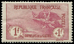 ** EMISSIONS DU XXème SIECLE - 154   1ère Série Orphelins,  1f. + 1f. Carmin, Très Lég. Adh. Sinon TB - Unused Stamps